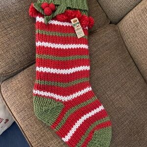 Cracker Barrel Red and Green Knit Stocking